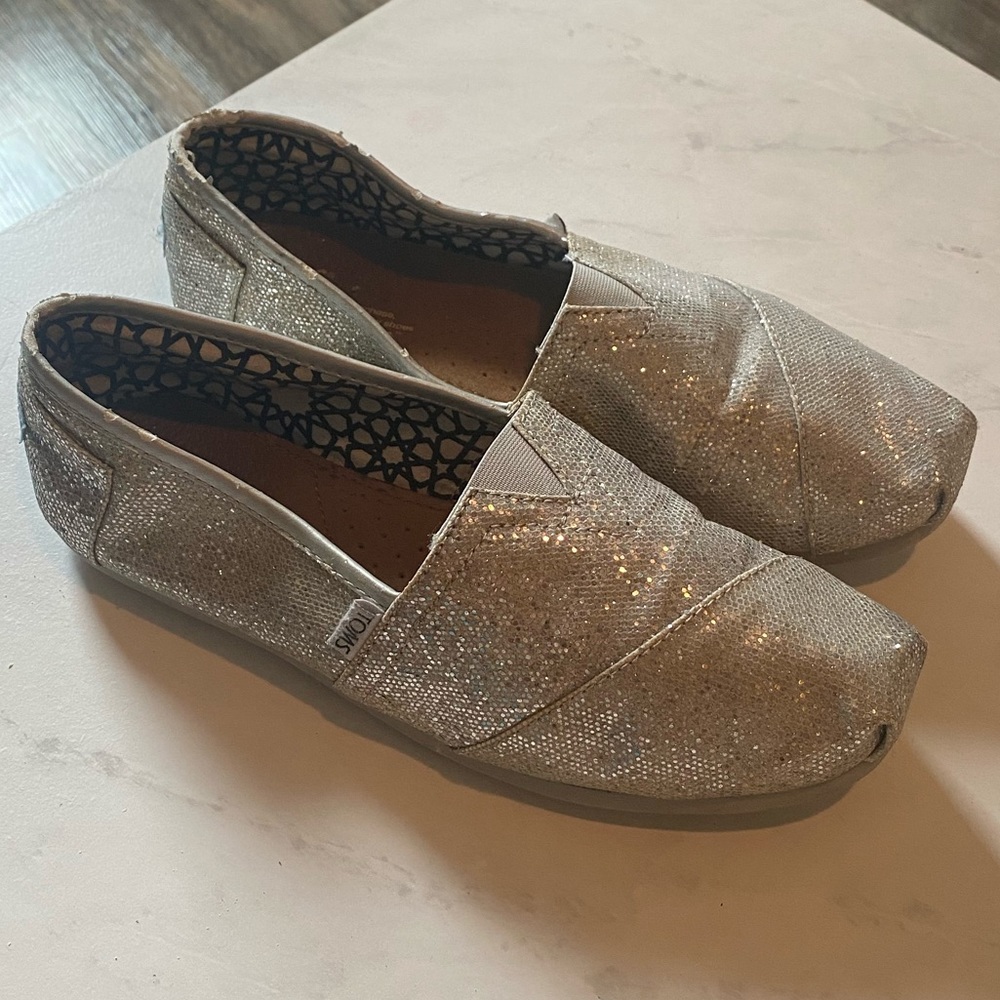 Sparkly Silver TOMS